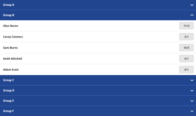 Betfred Golf Group Betting